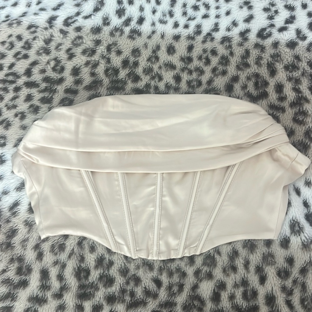 Never worn champagne cropped strapless top!